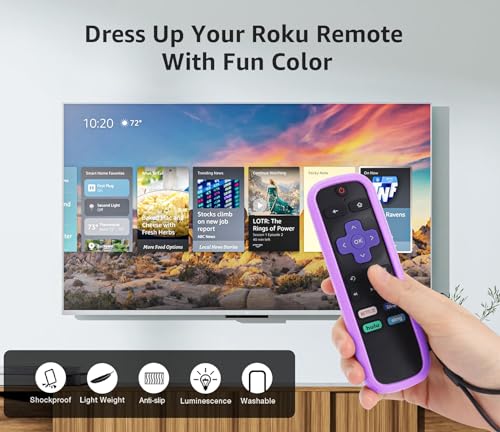 Image of 2Pack Case for Roku Remote, Universal Protective Controller Sleeve for Roku TV Remote with Lanyards Glow Blue Purple
