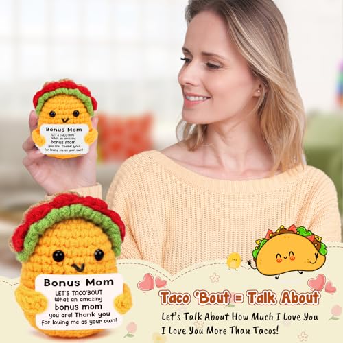Image of LuoHere Gifts for Stepmom Bonus Mom Mothers Day Funny Gift from Daughter Son, Mothers Day Christmas Birthday Stepmom Gifts Ideas - Handmade Crochet Cute Unique I Love Best Stepped Mom Ever Gift