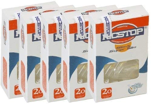 NICSTOP Slim & Super Slim Cigarette Filters 5 Packs (100 Filters)