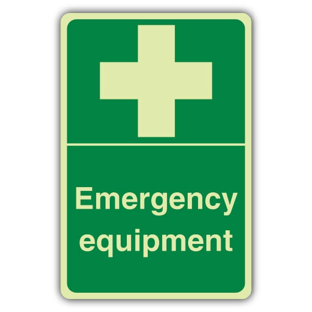 V Safety Photoluminescent Emergency Equipment Safety Sign - 150 x 225 mm - 1.2mm Rigid Plastic - Triple Glow