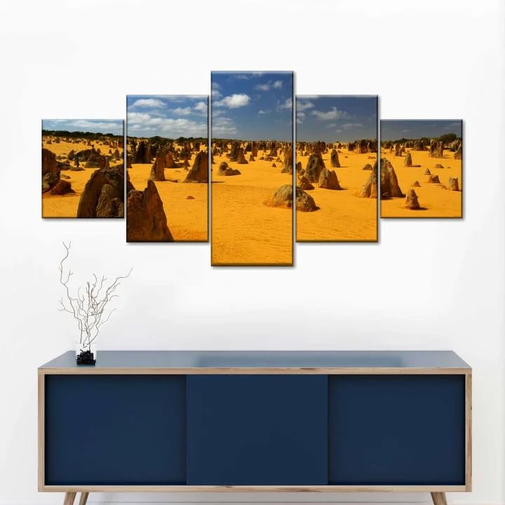LDHZSS Tableau Moderne 5 Pièces Tableau Mural Désert des Pinnacles Image Sur Toile Photo Images Motif Moderne Tableau Cuisine Decoration Murale(Pas De Cadre)