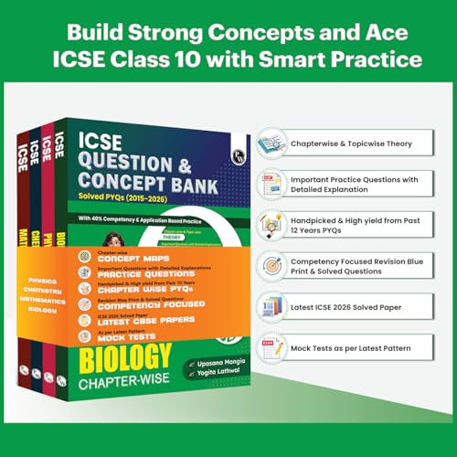 Image of PW Class 10 ICSE Question & Concept Bank 2027 Physics, Chemistry, Maths & Biology Combo Set of 4 Books | Solved PYQs | 40% Competency & Application Based Practice Questions