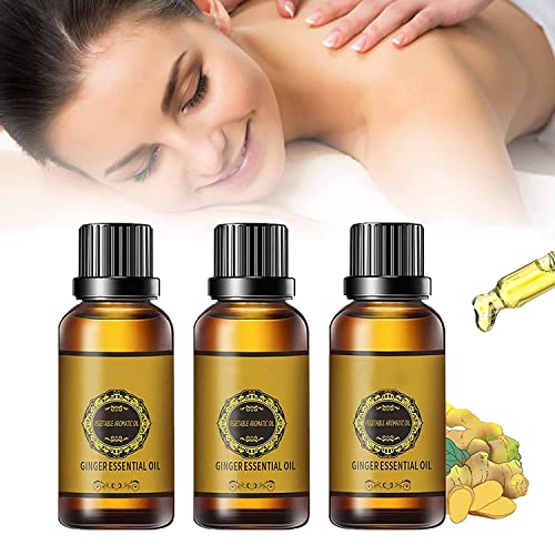 3Bottle Belly Drainage Ginger Oil, Lymphatic Drainage Ginger Oil, Ginger Essential Oil For Swelling And Pain Relief (10Ml) #TOP4