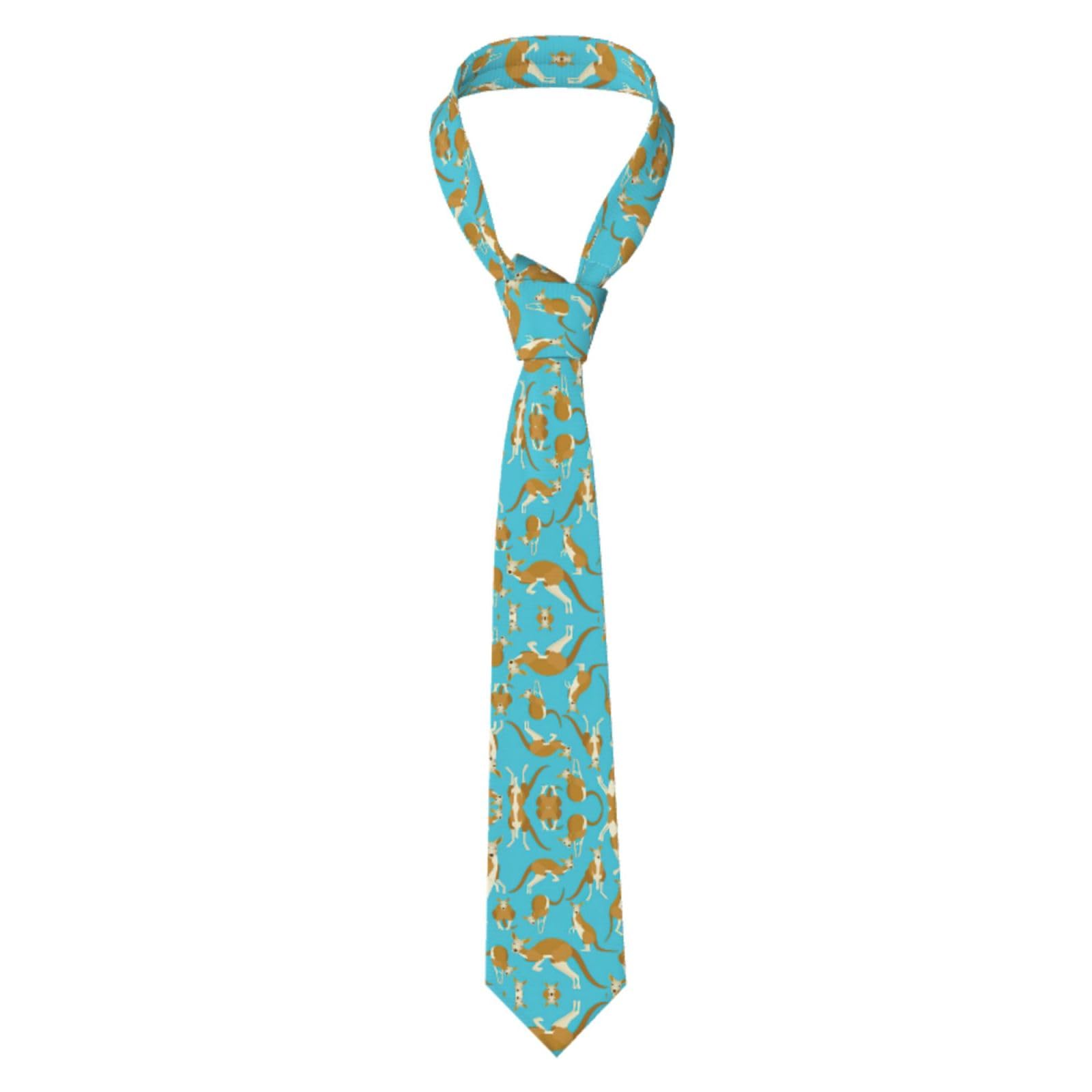 biaozhgr Funny Cartoon Kangaroo Zoo Print Fashion Tie For Men, Polyester Necktie, Business Tie, For Wedding, Party Formal Occasions