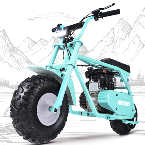 Image of Mini Dirt Bike, 99 CC Gas Powered Mini Bike 4 Stroke Pit Bikes with Led, Off Road Mini Bikes for Kids and Adult, Dirtbike Motorcycle Max Load 200 Lbs, Speed 34.5 KM /H, Easy Pull Start (Teal)