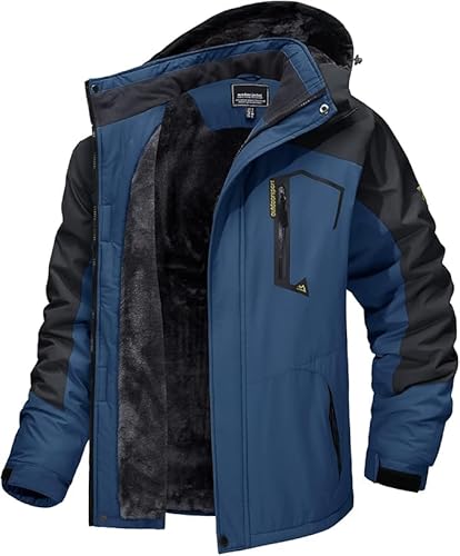 Magcomsen Chaqueta Impermeable Hombres Con Forro Polar Para Exteriores Chaqueta Invierno Multibolsillos Con Capucha Magcomsen Chaqueta Impermeable Hombres Con Forro Polar Para Exteriores Chaqueta Invierno Multibolsillos Con Capucha