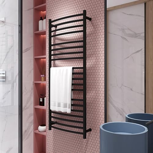 Toallero eléctrico negro de acero inoxidable con enchufe para pared de baño 3