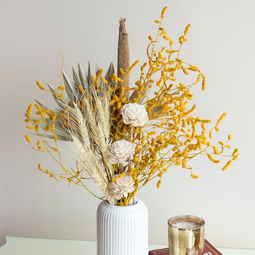 Image of Sun-Kissed Oasis Bunch | Natural Dried Flower | Eco-Friendly Flowers for Home, Office, Bedroom, Table Decoration and Craft Items Corner (Without Vase Pot)