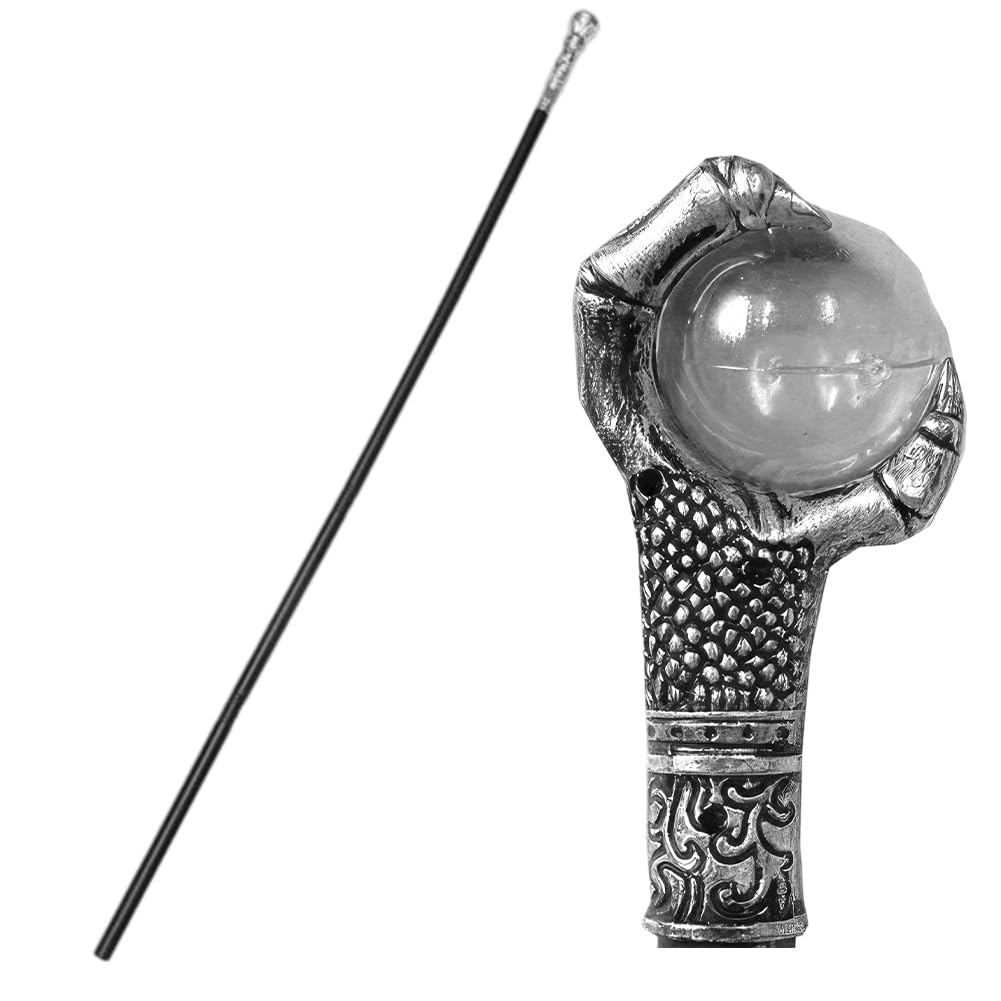 GORGECRAFT 103.9cm Dragon Claw Cane Egyptian Staff Scepter Detachable Vintage Walking Sticks with Antique Silver Claw Head Plastic Cosplay Wand for Witches Wizards Halloween Dress Up Party Accessories