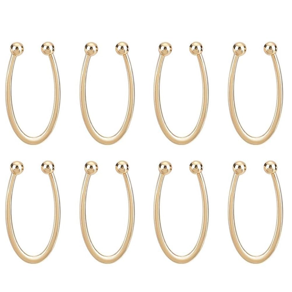 Pinafresa 8 Pcs Bikini Closure, Metal Strap Hooks Alloy Bikini Pins Clips U Shape Ring Buckle Chest Closure Connector Gold