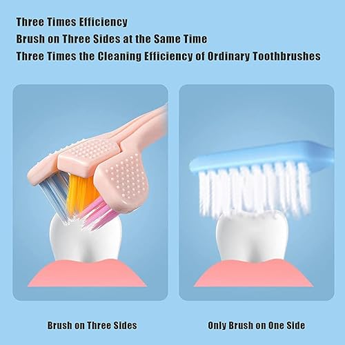 Miniatura 3 de Cepillo de dientes de tres caras ultra fino con cerdas suaves, cepillo de dientes sensorial para autismo de 3 caras para adultos y niños con autismo