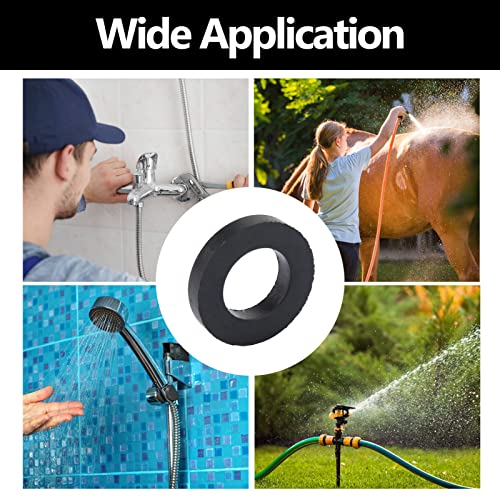 Collage showing various applications: a plumber working on a faucet, a person washing a horse with a hose, a shower head spraying water, and a garden sprinkler.