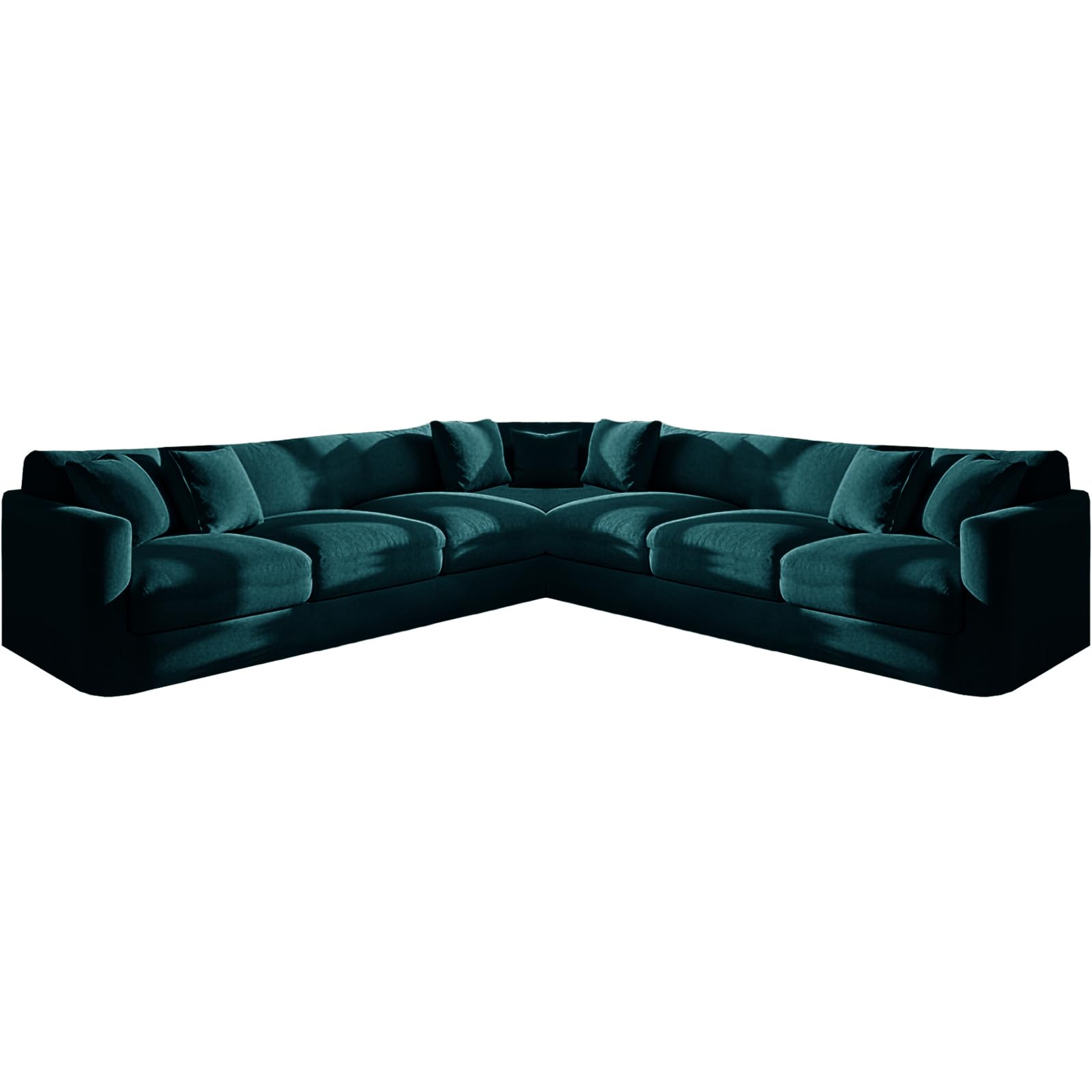 KYJSW L Shape Corner Sofa Cover Stretch Velvet Sectional Couch Covers 1/5/6/7 Seater Sofa Slipcovers Soft Non-Slip Furniture Protector (Blue green,7 Seat-3C3 10 PCS)