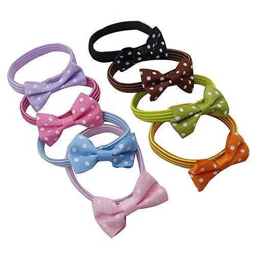 CHOP MALL Colorful Bow Round Dot Hair Elastic Bands Tie Ponytail Holders Headband 8 Pcs