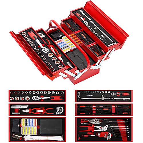 INCLAKE 573 Piece Mechanics Tool Set, General Home/Auto Repair Tool Set with 3- Drawer Metal Box, Tool Kit with 1/4-1/2 Socket Wrench Sets, Ratchet, Screwdriver Set for Auto, Electronics Repair INCLAKE 573 Piece Mechanics Tool Set, General Home/Auto Repair Tool Set with 3- Drawer Metal Box, Tool Kit with 1/4"-1/2" Socket Wrench Sets, Ratchet, Screwdriver Set for Auto, Electronics Repair