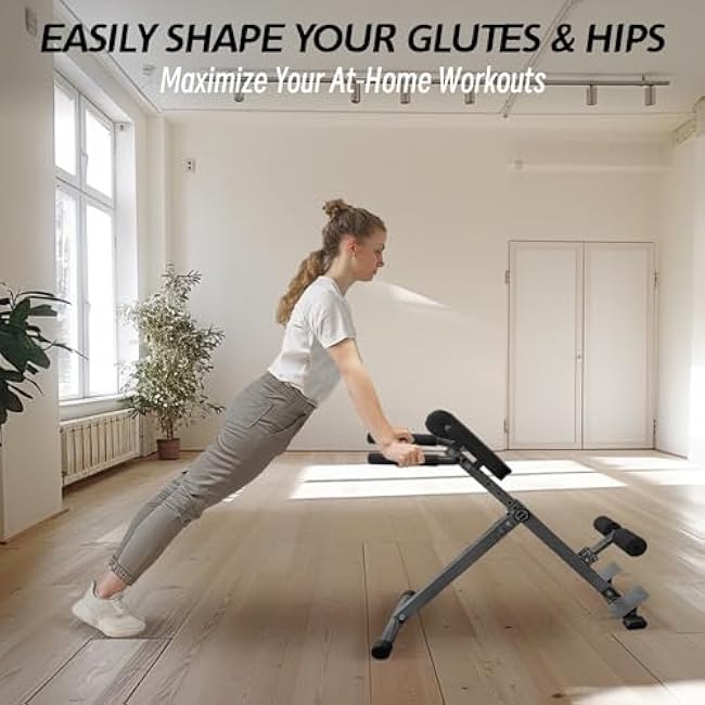 Hyperextension Roman Chair - Adjustable Bench Foldable Exercise Bench Back Extension Machine Roman Chair Exercise Equipment for Home