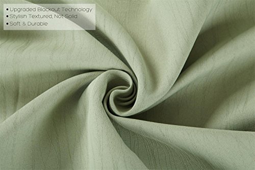 Miuco Blackout Curtains Room Darkening Curtains Textured Grommet Panels For Living Room 2 Panels 52X84 Inch Long Sage #TOP2