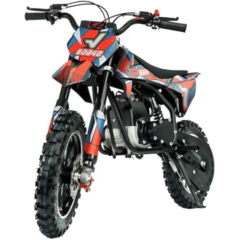 FRP OGM40 Kids Dirt Bike, 40CC 4-Stroke Dirt Bike For Kids, Gas Powered Off-Road Mini Bike with Front & Rear Disc Brake, Up to 20 Mph, Weight Support Up to 132 LBS（Red） Cover