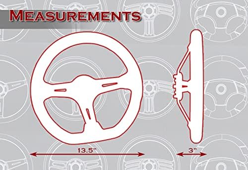 EPARTS Universal 13.5" 343 mm Racing Leather Grip 6 Hole Bolt Chrome 3-Spoke Vintage Steering Wheel With Horn Button for Car Boat Truck Yacht (Carbon Fiber Style)