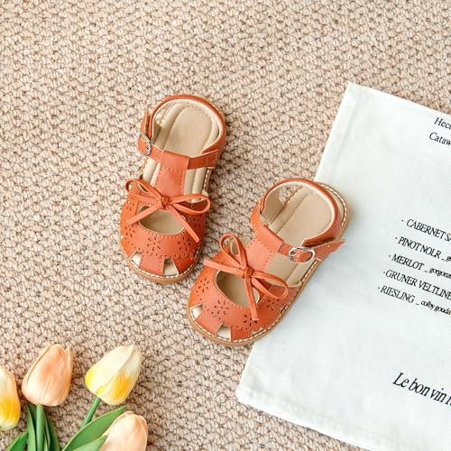 Image of Flaryzone Girls Sandals Closed Toe Summer Flats Dress Sandals Shoes Toddler /Little Kid
