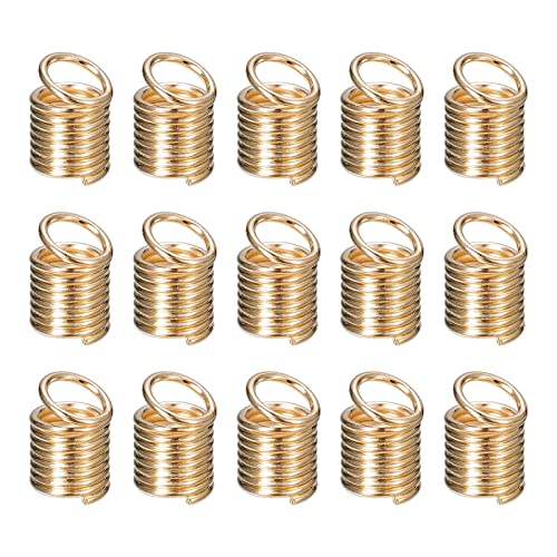 sourcing map 400 extremos de cable de bobina, cierres de tubo de resorte de hierro de 6 x 9 mm con bucles para hacer joyas, manualidades, color dorado claro