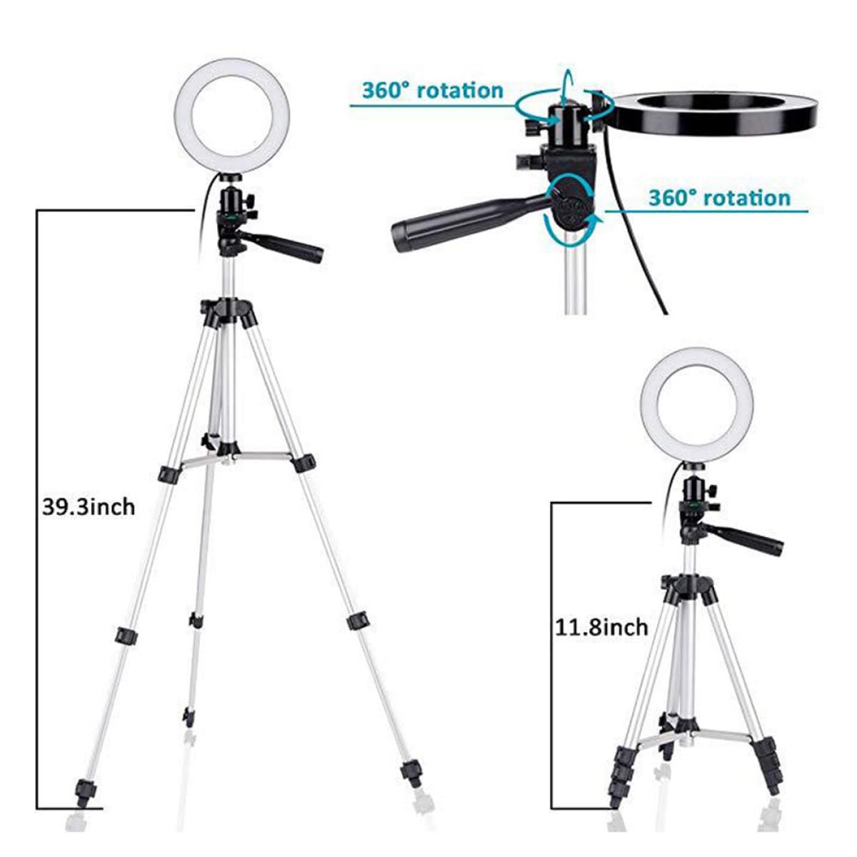 OUNONA Luce Ad Anello Led Per Selfie Supporto Per Telefono Treppiede Illuminazione Dimmerabile Per Video Streaming Trucco e Fotografia Notturna