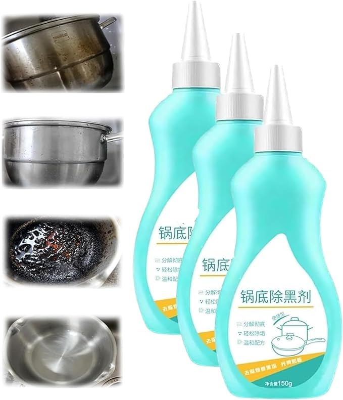 jiazhiyi Limpiador de gel para fondo de utensilios de cocina, limpiador de escamas negras de acero inoxidable, removedor de grasa y suciedad (3)
