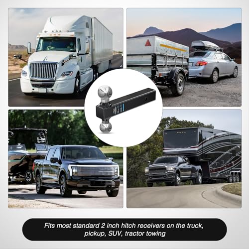 Image of Nilight Trailer Hitch Ball Mount, 2 Inch, 2-5 /16 Inch Balls, Fits 2 Inch Square Receiver, 10,000 lbs