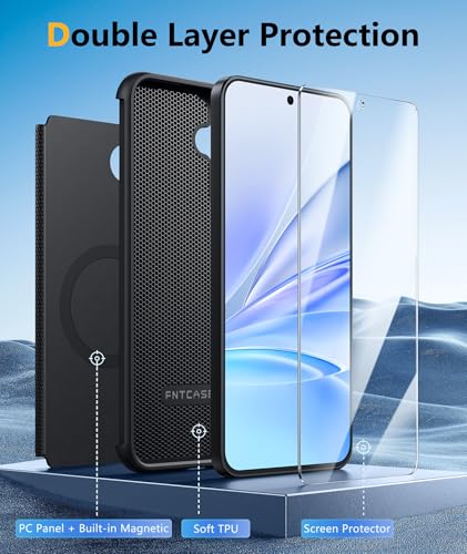 Image of FNTCASE for Galaxy A37-5G Phone Case: Samsung Magnetic Cover [Fit for Magsafe] with Screen Protector, Anti-Slip Matte Textured, TPU+PC Dual Layer Shockproof, Military Grade Drop Protection (Black)