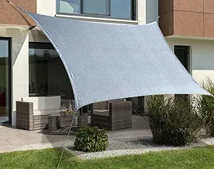 HIPPO HDPE 98% Sun Blocking Rectangle Shade Sails Provides UV Protection for Car Parking Patios Garden Outdoor Areas (Vivid-Silver - 12FTX16FT)