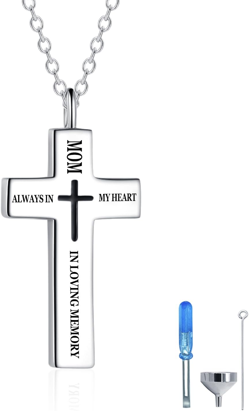 925 sterling silver cross souvenir ashes necklace urn pendant