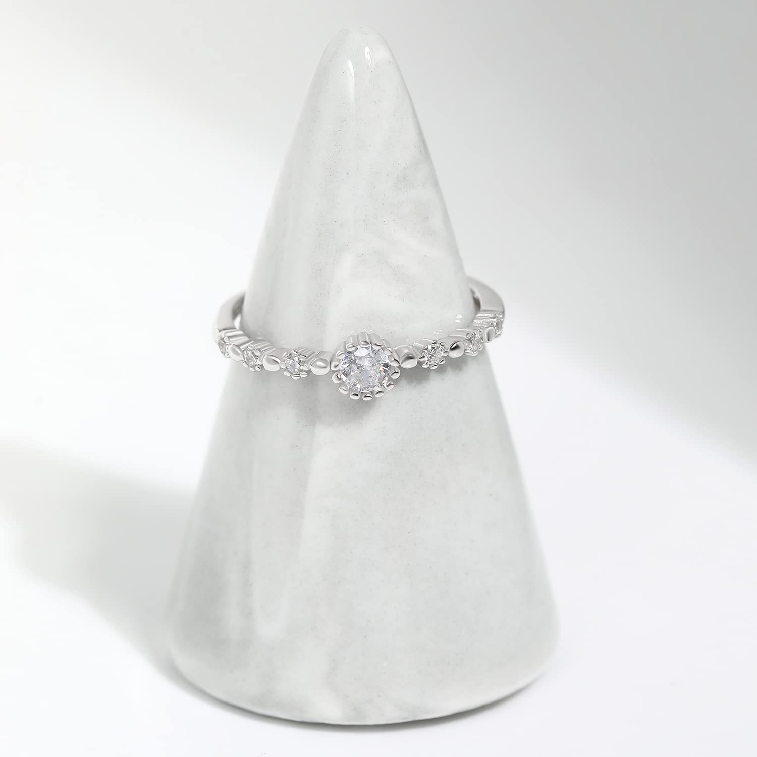 Silberring für Frauen zierlicher stapelbarer Goldring Statement Sonnenring handgefertigt minimalistischer Diamantring Größe verstellbar 3-10