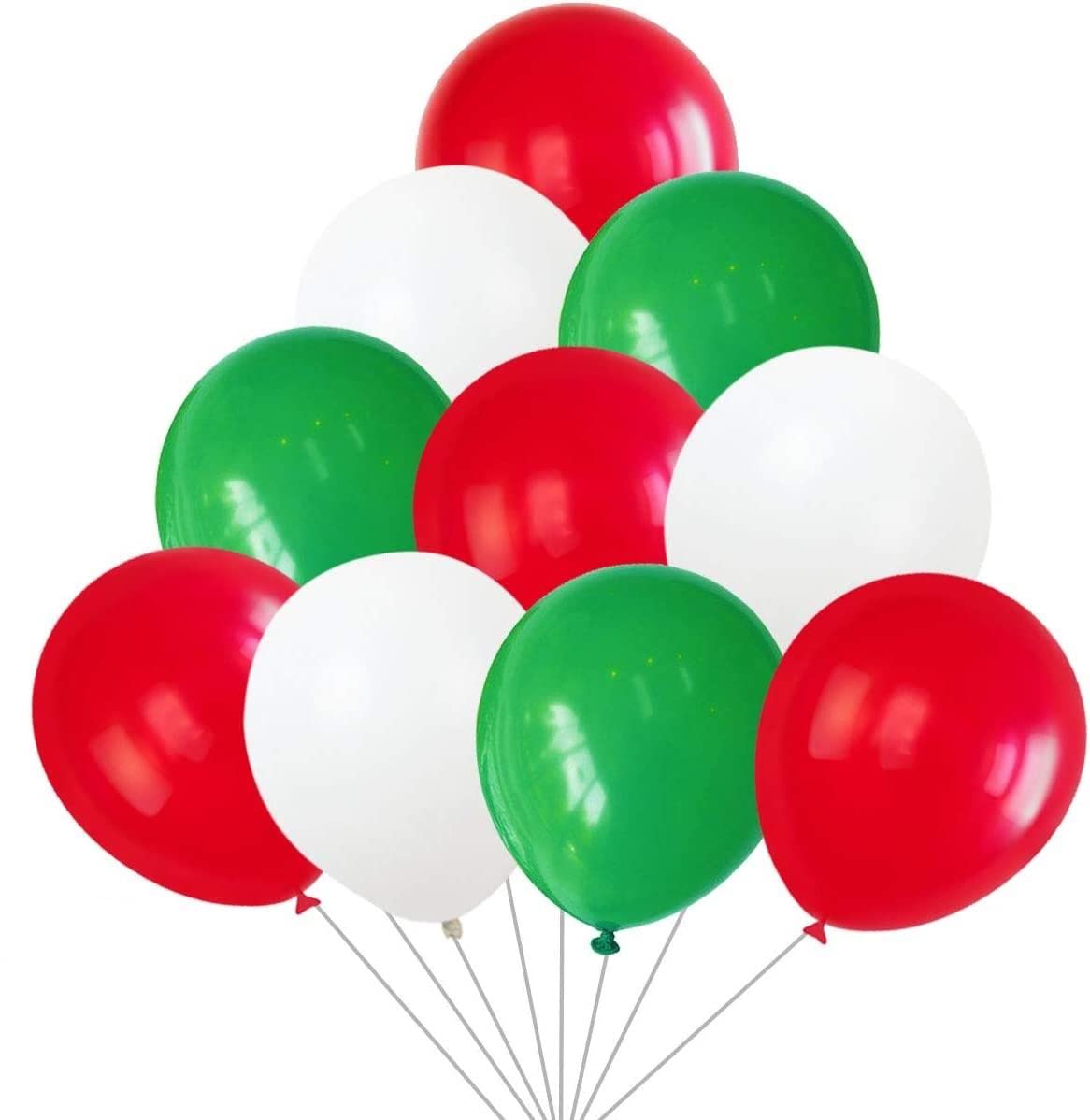 Shatchi Assorted,Green,Red,White 25Pcs Latex Balloons 12'' Red White Green Football World Cup Team Fan Supporter