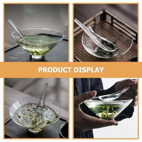 Cuenco de vidrio resistente al calor con cuchara para té matcha elegante 5