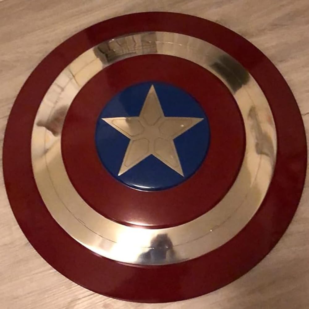 Presnal Captain Shield Captain 22 Inch Shield Metal Replica Halloween Medieval Armor Cosplay Shield LARP Combat Shield Red Captain Shield Home Decor Gifts Theater Play America Shield Hallowen Gift