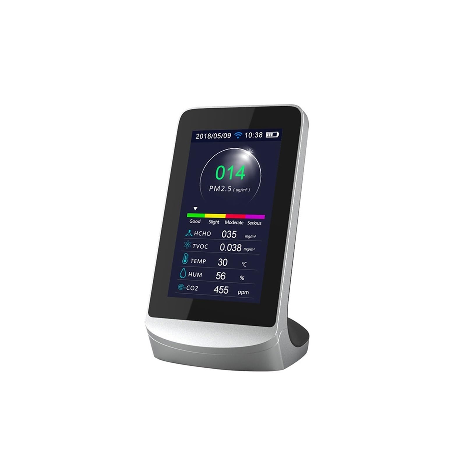 Monitor de calidad del aire, Detector de calidad del aire Pm2.5 1.0 10 Analizador gases Monitor Formaldehído Tvoc Hcho Pm 2. Co2 Sensor Medidor Probador para el hogar, la oficina