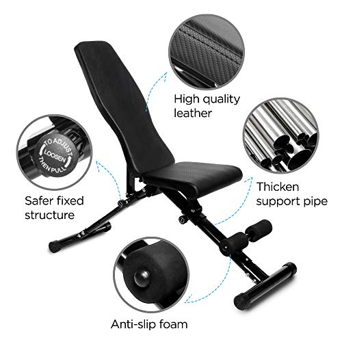 Adjustable Workout Bench, Utility Weight Bench for Home Gym Incline Decline Bench for Full Body Workout 1000lbs (Upgraded Version)