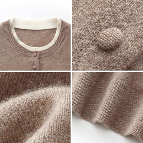 Image of GOELIA Pure Cashmere Wool Cardigans Womens Sweaters Trendy Long Sleeve Button Down Cozy Loose Fit Knit Going Out Tops