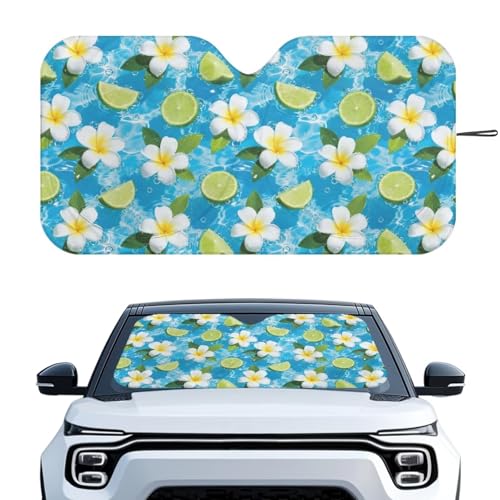Image of Windshield Sun Shade Universal Fit for Most Cars SUVs Trucks Summer Lemon Floral Car Front Windshield Sunshade Blocks UV Rays and Keeps Your Vehicle Cool, Easy to Install