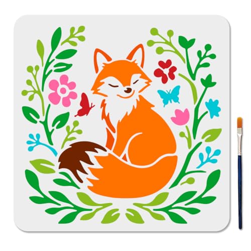 MAYJOYDIY Fuchs Blumen Schablone 30×30cm Fuchsmuster...