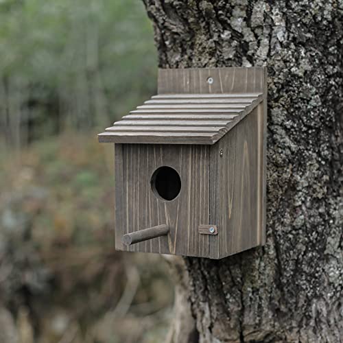 Natureylwl Wooden Bird House Wood Bird House For Outside With Pole For Finch, Bluebird, Cardinals, Hanging Birdhouse Garden Country Cottages #TOP3