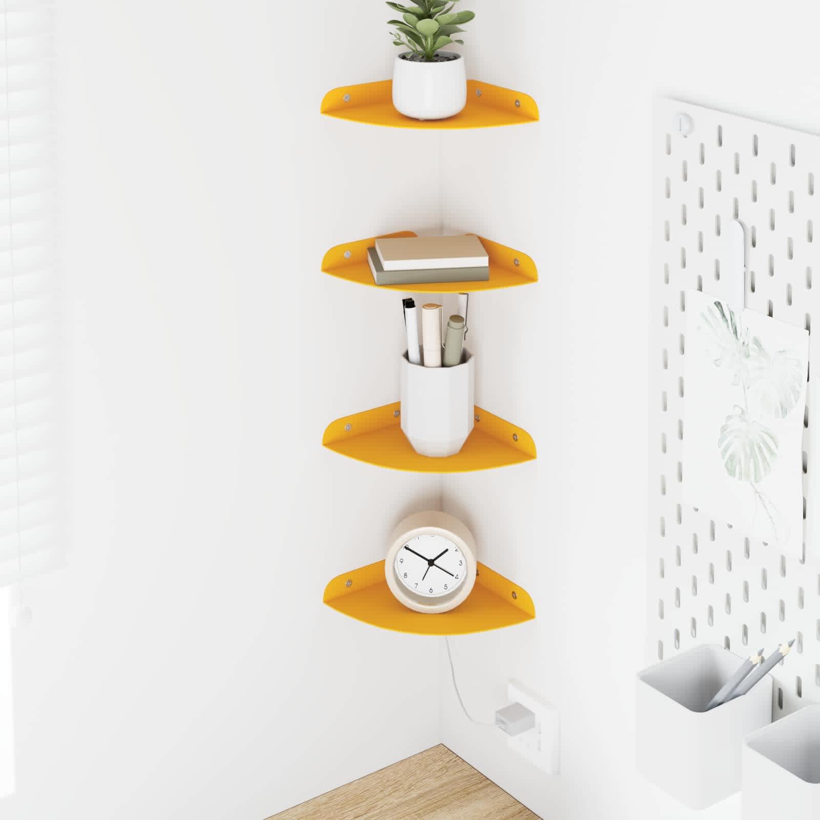 Étagère flottante design moderne en acier jaune moutarde lot de 4 pièces