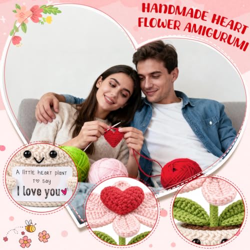 Gifts for Him Her Boyfriend Girlfriend - Crochet Flower with I Love You Message - Valentines , Engagement, Anniversary Wedding Birthday Gift for Wife, Husband, Couple, Fiancee-Father's Day Present - Image 3