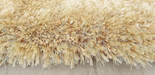 Image of Plush Shag Area Rug for Living Room, 244 cm x 305 cm, Brown (Gold, 5X5 FEET)