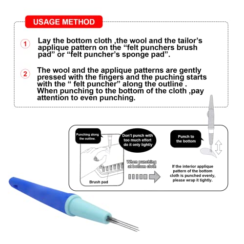 Image of 2 Pack Wool Felting Tools - Pen Style with 3 Needles & Punch Style with 7 Barbed Needles for DIY Patchwork & Handicraft