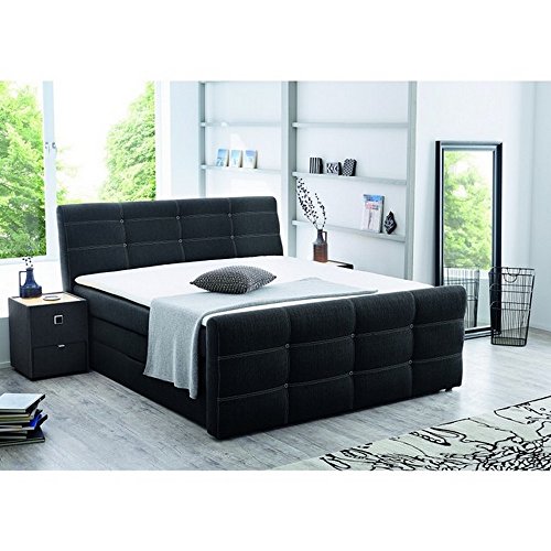 Möbel-SB-Halle Cama de Cama con somier tapizada Cama Doble Granada 180 x 200 cm Núcleo de muelles Bonell Topper