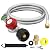 5FT 0-30 PSI Adjustable High Pressure Propane Regulator with Gauge 0~60PSI Gas Flow Indicator QCC1 Stainless Propane Hose with 3/8 Flare x 1/8 MNPT Fits for LP Gas Cooker, Burner, Smoker, Turkey Fryer