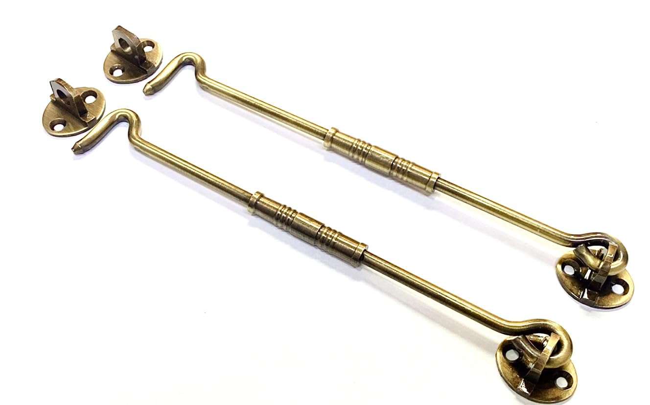BRASK" Brass Fancy Gatehook/Window Hook/Window Stopper/Window Latch (Pack of 2, 8 Inches Antique Brass) — Amazon image 3