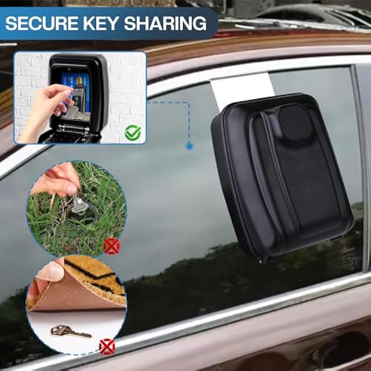 Secure Multifunctional Key Lock Box - Protect Vehicle Key Fobs, Fit Car Windows, Ideal for Ride Share, Turo, GetAround