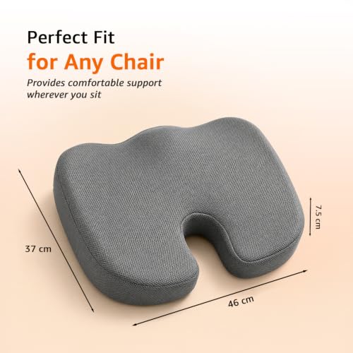 Image of Amazon Basics Coccyx Cushion | Orthopedic Memory Foam Seat Cushion | Tailbone Pain Relief | Pressure Relief & Posture Support | Anti-Skid Base